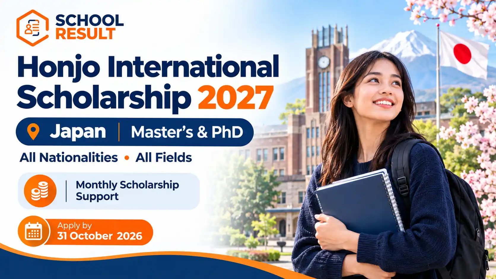 Honjo International Scholarship 2027 in Japan for International Master’s & PhD Students