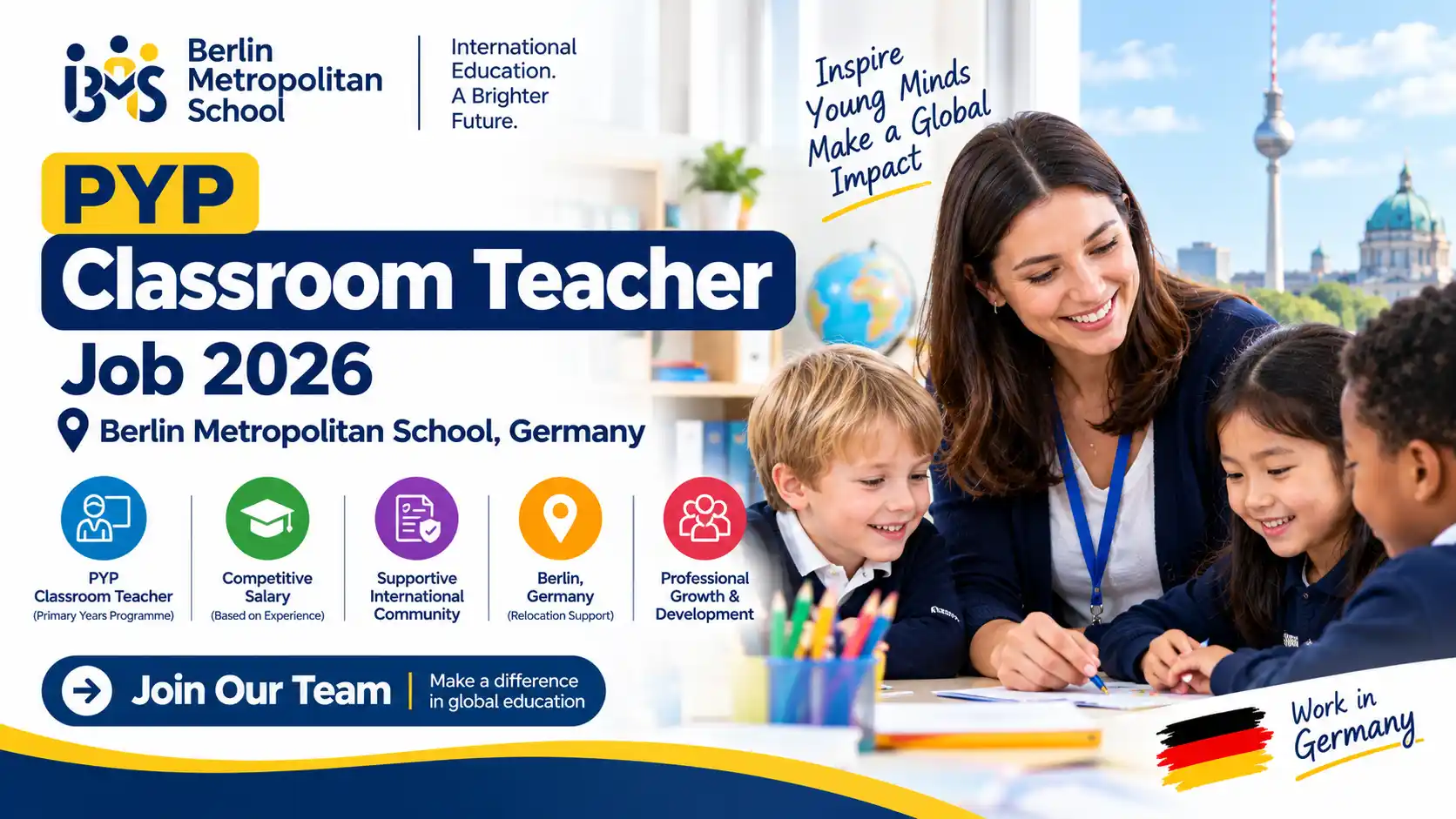 PYP Classroom Teacher Job 2026 at Berlin Metropolitan School, Germany