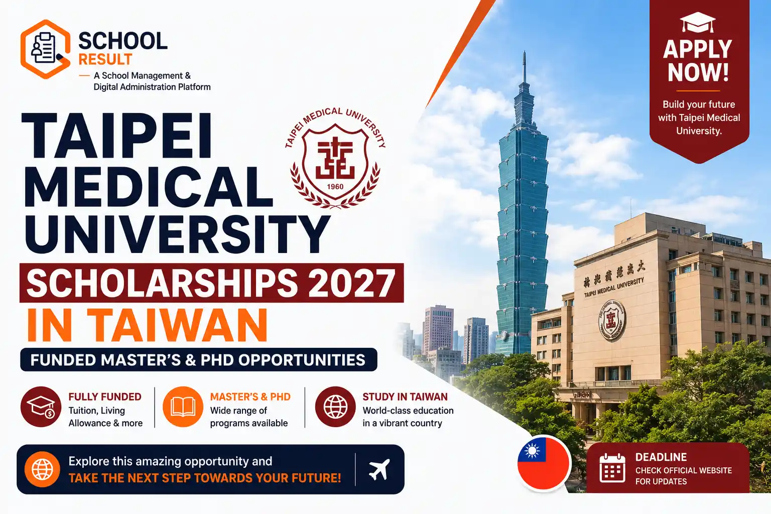Taipei Medical University Scholarships 2027 in Taiwan | Funded Master\'s & PhD Opportunities